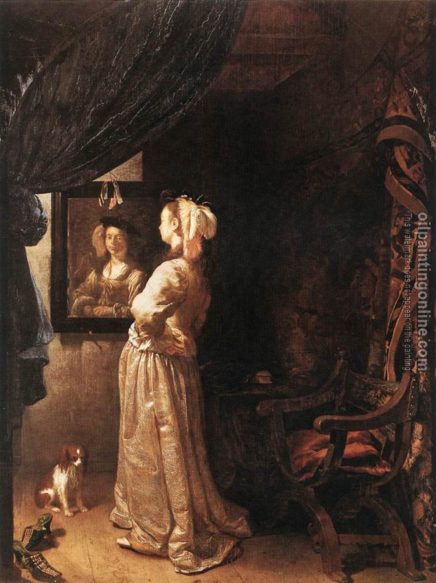 Frans van Mieris the Elder - Woman before the Mirror